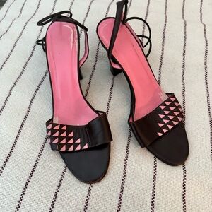BOTTEGA VENETA vintage brown & pink tie heels